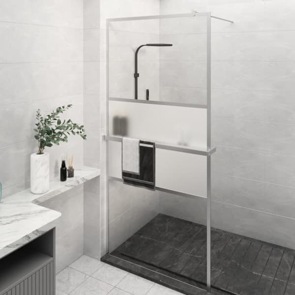 Duschvägg med hylla krom 80x195 cm ESG-glas&aluminium