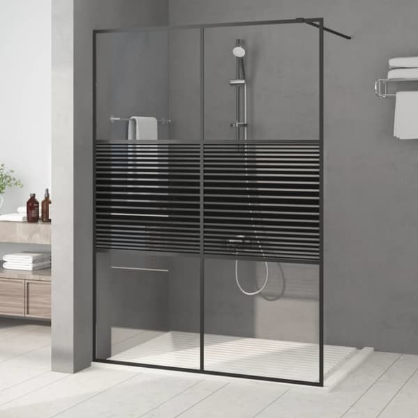 Duschvägg svart 140x195 cm klart ESG-glas