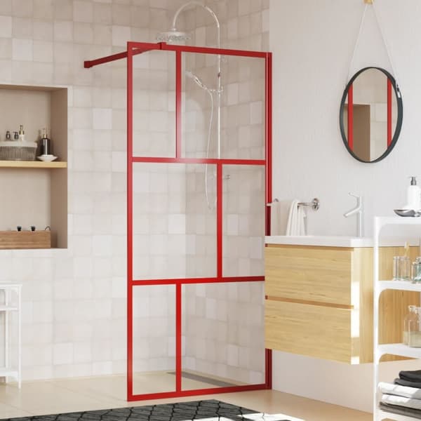 Duschvägg med klart ESG-glas röd 80x195 cm