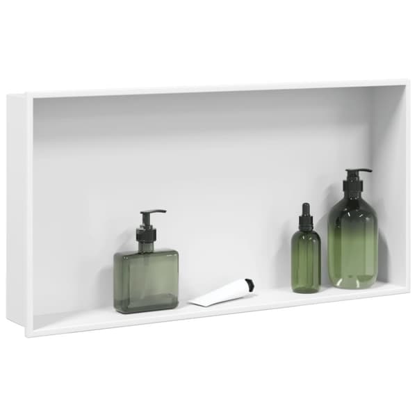Duschnisch matt vit 62x32x9 cm rostfritt stål