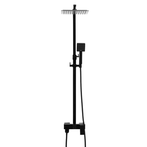 Brusesæt - Firkantet - med badekarhane - og regnbruser 25cm - Sort