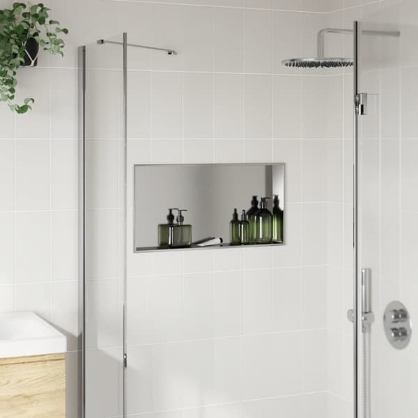 vidaXL brusehylde 62x32x9 cm rustfrit stil børstet sølvfarve