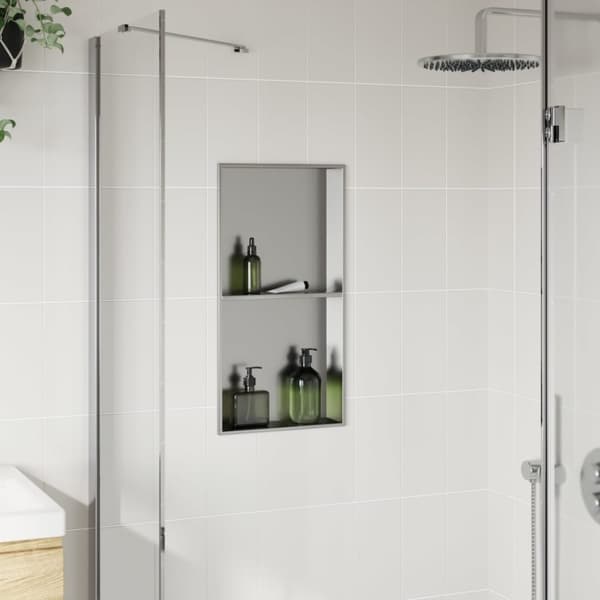 vidaXL brusehylde 32x62x9 cm rustfrit stil børstet sølvfarve