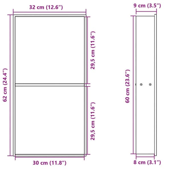 vidaXL brusehylde 32x62x9 cm rustfrit stil børstet sølvfarve