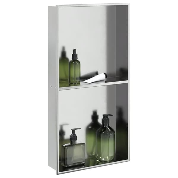 vidaXL brusehylde 32x62x9 cm rustfrit stil børstet sølvfarve