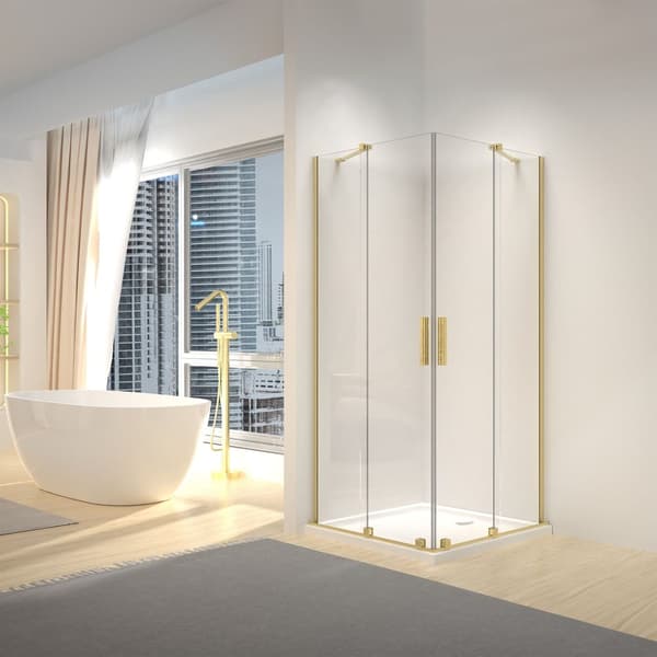 Brusekabine REA Montana Double Børstet Guld 90x90