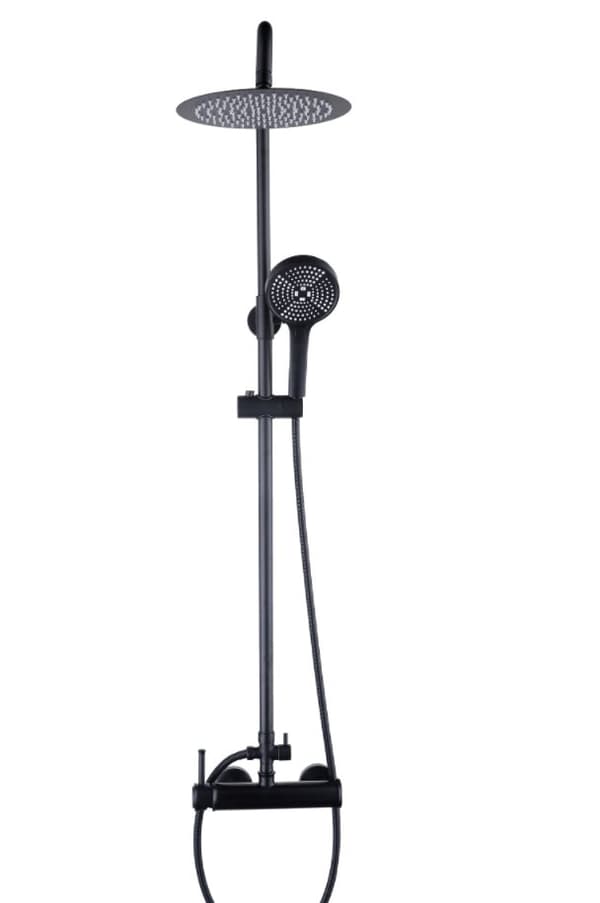 Modern mattsvart duschset med antikalk-teknik, 25cm regndusch & handdusch, hållbart & lättskött