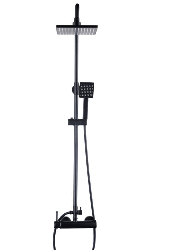 Komplett svart duschset med regndusch & handdusch, Anti-Calc-teknik
