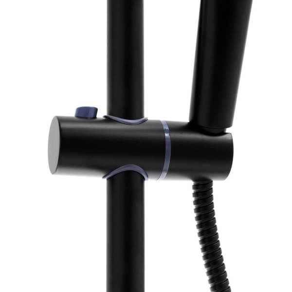 Moderne sort brusessæt med blandingsbatteri & regndusche - 25cm, antikalksystem