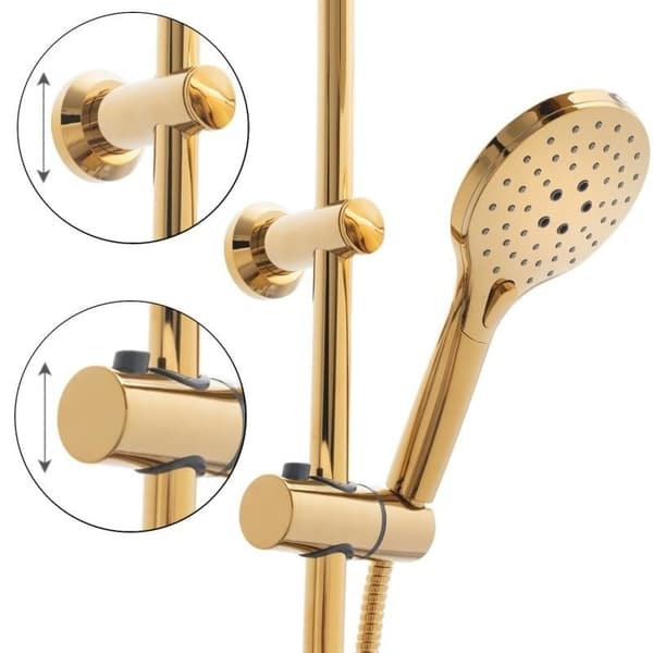 Lyxigt gyllene termostatisk duschset med regndusch & handdusch, Anti-Calc-teknik