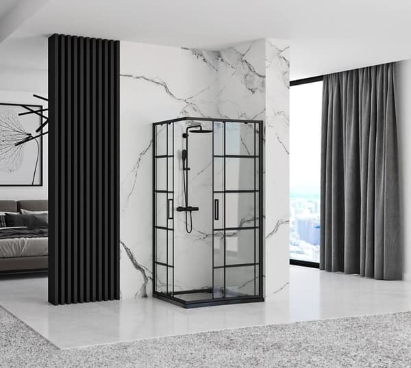 SUIHKUKAAPPI REA CONCEPT 80X100 BLACK + SUIHKUTARJOTIN SAVOY WHITE
