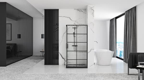 SUIHKUKAAPPI REA CONCEPT 80X100 BLACK + SUIHKUTARJOTIN SAVOY WHITE