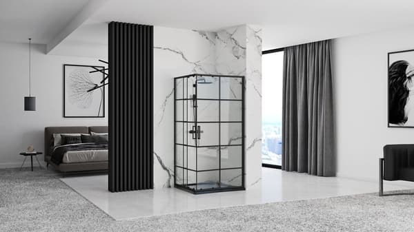 SUIHKUKAAPPI REA CONCEPT 80X100 BLACK + SUIHKUTARJOTIN SAVOY WHITE
