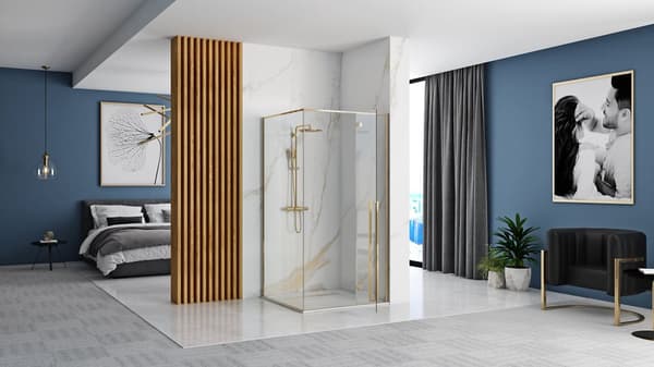 SUIHKUKAAPPI REA FARGO 80X100 GOLD + SUIHKUTARJOTIN SAVOY WHITE