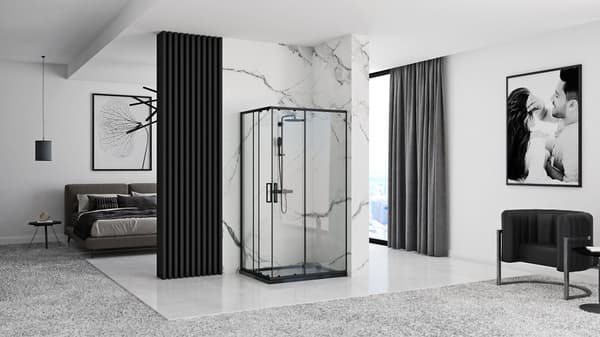 SUIHKUKAAPPI REA PUNTO 80X100 BLACK + SUIHKUTARJOTIN SAVOY WHITE