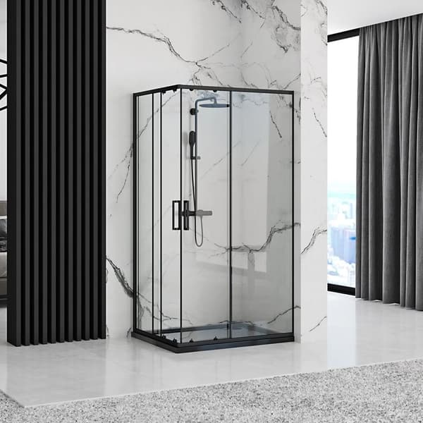 SUIHKUKAAPPI REA PUNTO 80X100 BLACK + SUIHKUTARJOTIN SAVOY WHITE