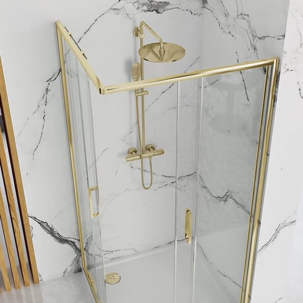 SUIHKUKAAPPI REA PUNTO 80X100 GOLD + SUIHKUTARJOTIN SAVOY WHITE