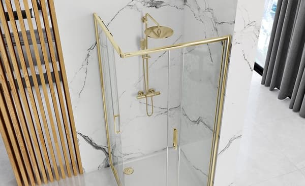 SUIHKUKAAPPI REA PUNTO 80X100 GOLD + SUIHKUTARJOTIN SAVOY WHITE