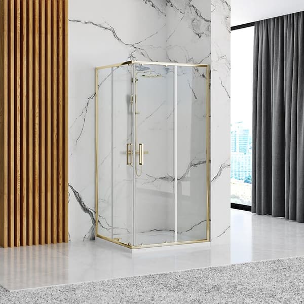 SUIHKUKAAPPI REA PUNTO 80X100 GOLD + SUIHKUTARJOTIN SAVOY WHITE