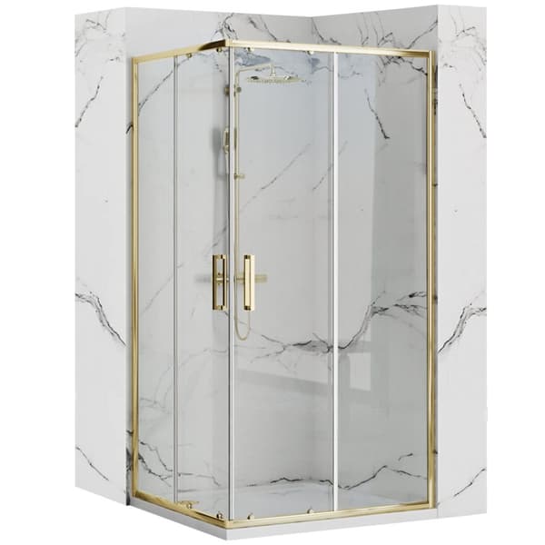 SUIHKUKAAPPI REA PUNTO 80X100 GOLD + SUIHKUTARJOTIN SAVOY WHITE