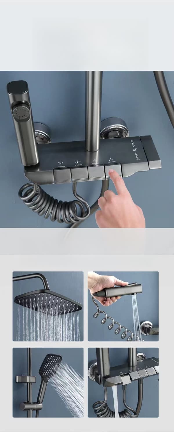 Multifunktionelt brusesystem med fire indstillinger – Tavalax AquaFusion