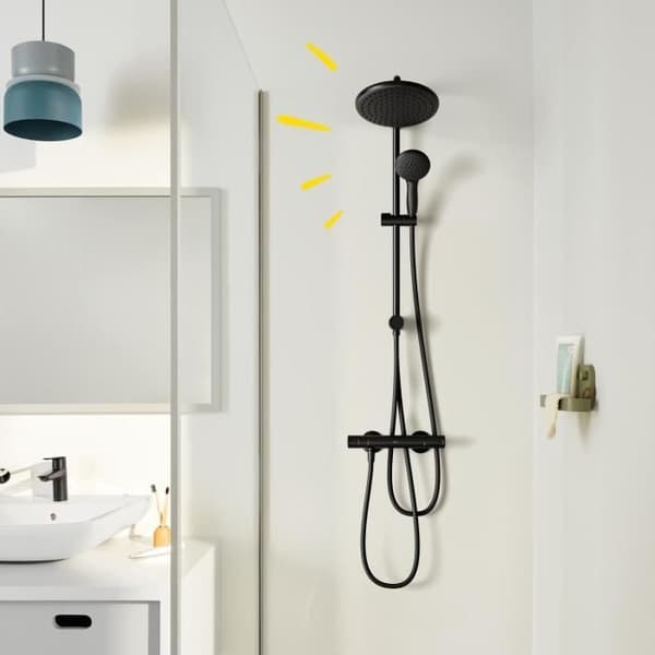 Brusesøjle med manuel omskifter - Vandbesparende - GROHE Vitalio Start System 250 - Mat Sort - 266802431