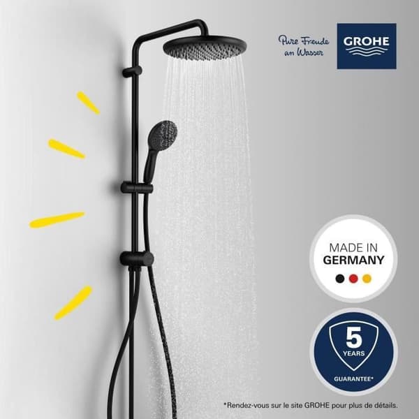 Brusesøjle med manuel omskifter - Vandbesparende - GROHE Vitalio Start System 250 - Mat Sort - 266802431