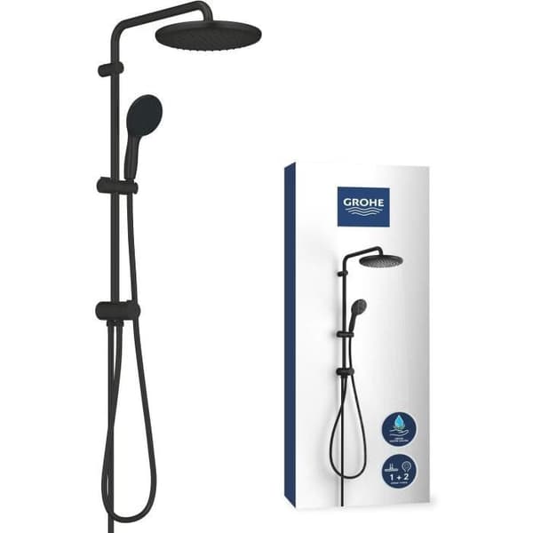 Brusesøjle med manuel omskifter - Vandbesparende - GROHE Vitalio Start System 250 - Mat Sort - 266802431