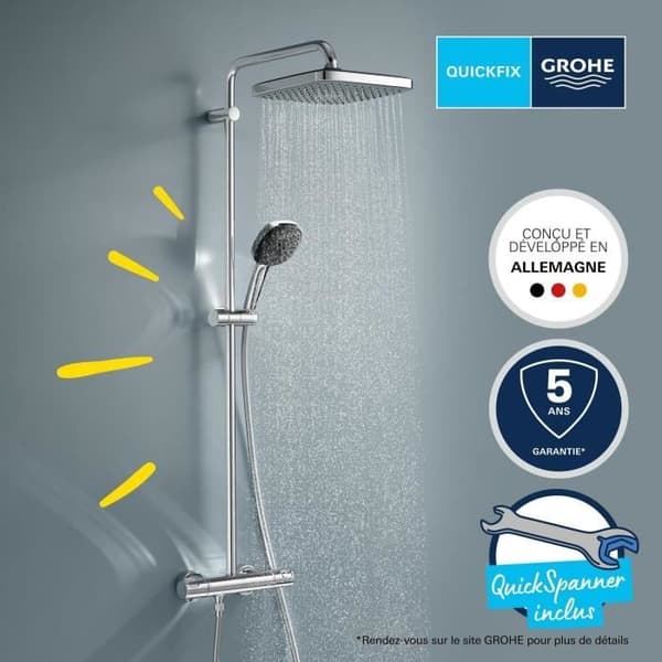 Brusesøjle med termostatarmatur - Vandbesparende - GROHE Vitalio Comfort 250 - Krom - 26696001