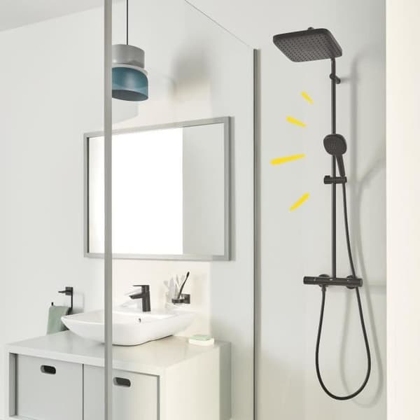 Duschpelare med termostatblandare - Vattenbesparande - GROHE Vitalio Comfort 250 - Mattsvart - 266962431