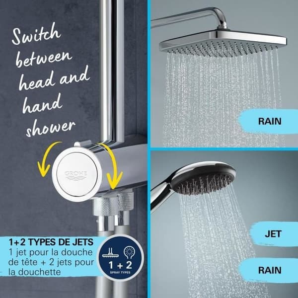 Brusesøjle med manuel omskifter - Vandbesparende - GROHE Vitalio Comfort 250 - Krom - 26698001