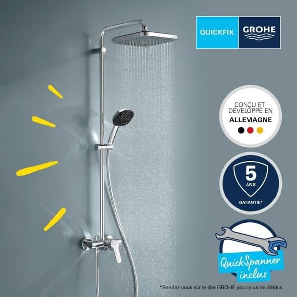 Suihkupylväs yksiotehanalla - Vettä säästävä - GROHE Vitalio Comfort 250 - Kromi - 26985001
