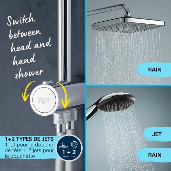 Brusesøjle med manuel omskifter - Vandbesparende - GROHE Vitalio Comfort 250 - Krom - 26986001