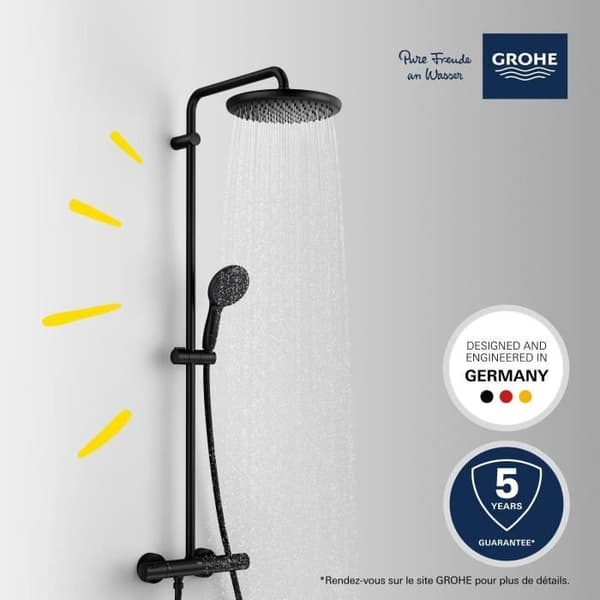 Brusesøjle med termostatarmatur - Vandbesparende - GROHE Vitalio Start System 250 - Matsort - 266772431