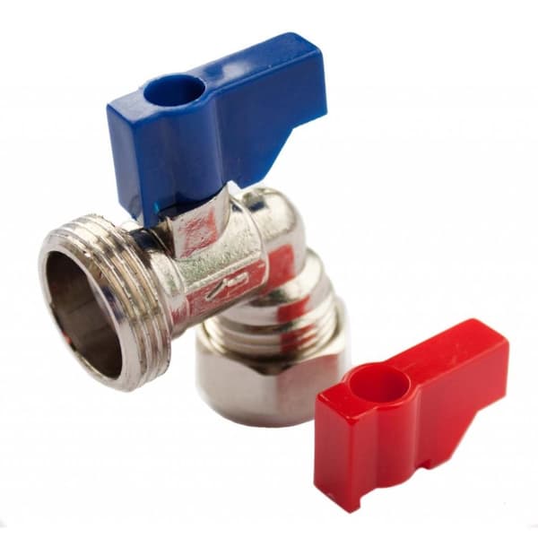Oracstar Messingbelagt PK101 vinklet radiatorventil Red/Blue/Silver 15mm