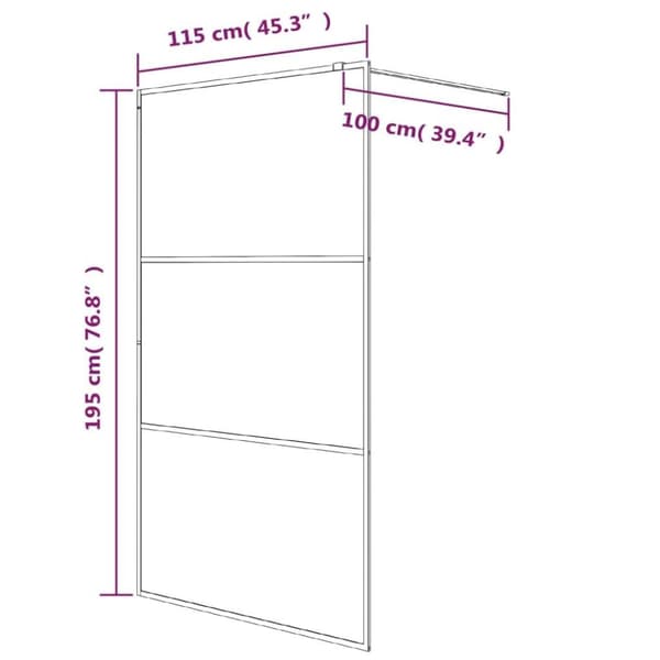 vidaXL Duschvägg svart 115x195 cm halvfrostat ESG-glas
