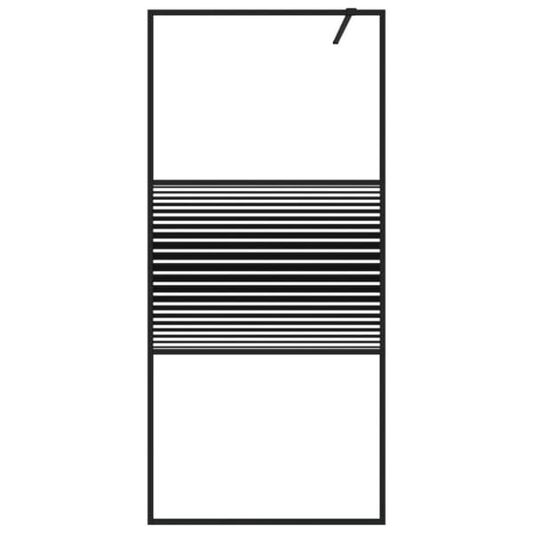vidaXL Duschvägg svart 90x195 cm klart ESG-glas