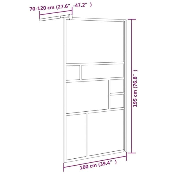 vidaXL Duschvägg 100x195 cm ESG-glas vit