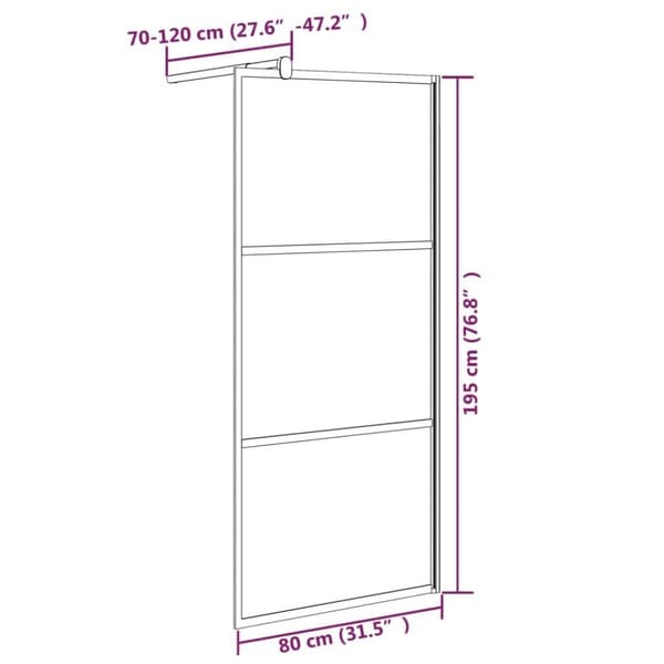 vidaXL Duschvägg 80x195cm ESG-glas med stendesign svart