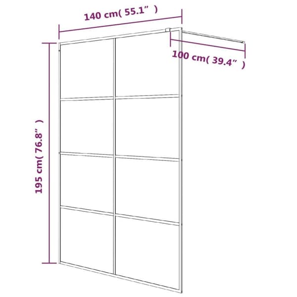 vidaXL Duschvägg silver 140x195 cm klart ESG-glas