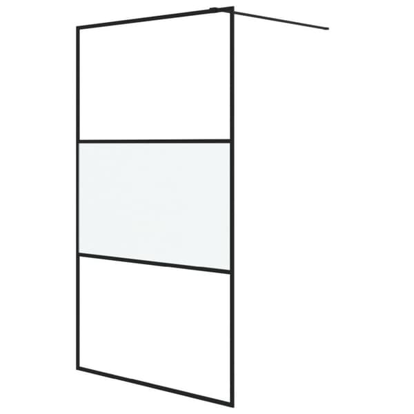 vidaXL brusevæg 115x195 cm halvmatteret sikkerhedsglas sort