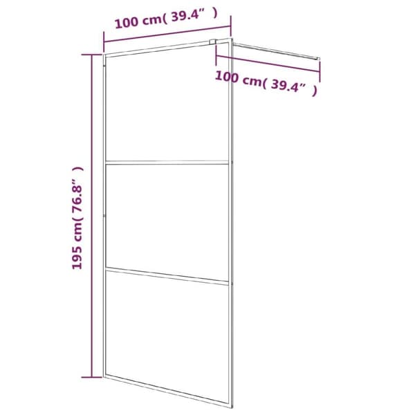 vidaXL brusevæg 100x195 cm halvmatteret sikkerhedsglas sort