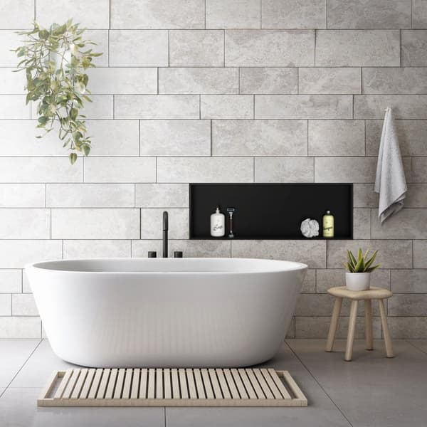 Suihkutarjotin 90x30 cm musta ruostumaton teräs seinänurkkaus Suihkutarjotin LuxeBath