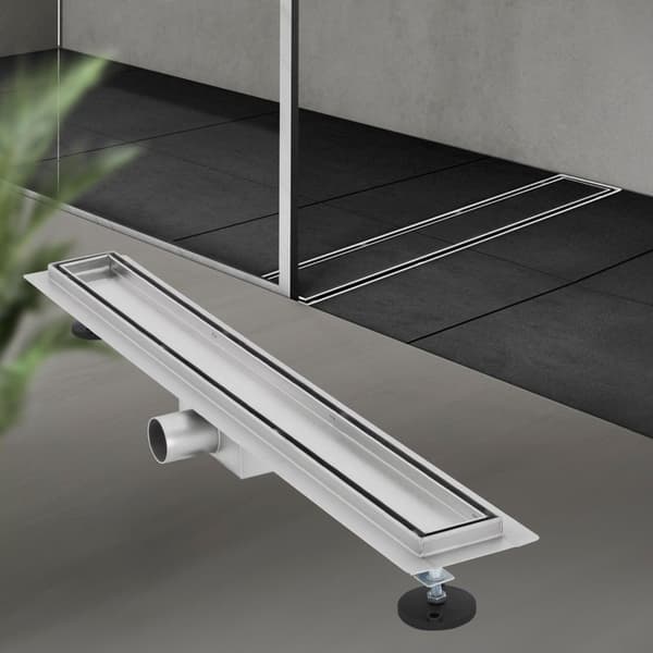 Ruostumattomasta teräksestä valmistettu suihkukanava laatoitettava 70 cm ja sifoni täydellinen setti hopea litteä LuxeBath