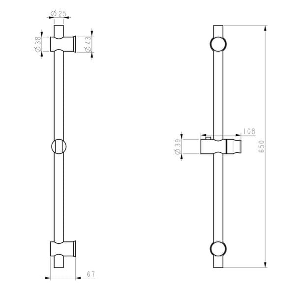 WEZER STK-01 duschstång - 650 mm