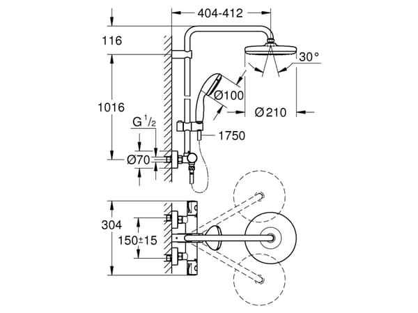 GROHE Tempesta System 210, 1 stk