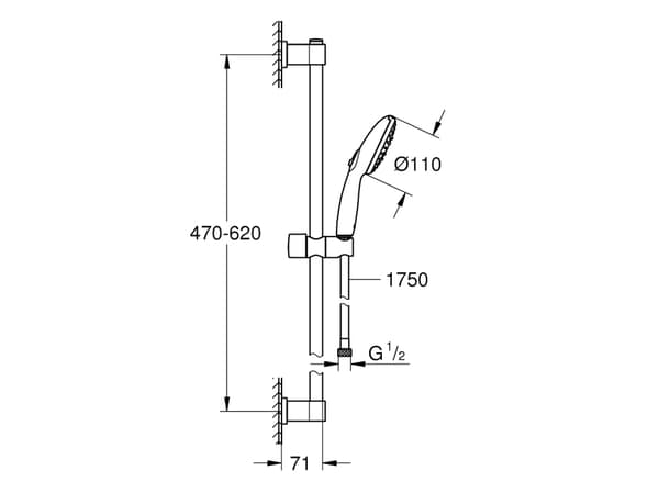 Grohe Vitalio Start 110 III - brusestangssæt 600 8,4 krom