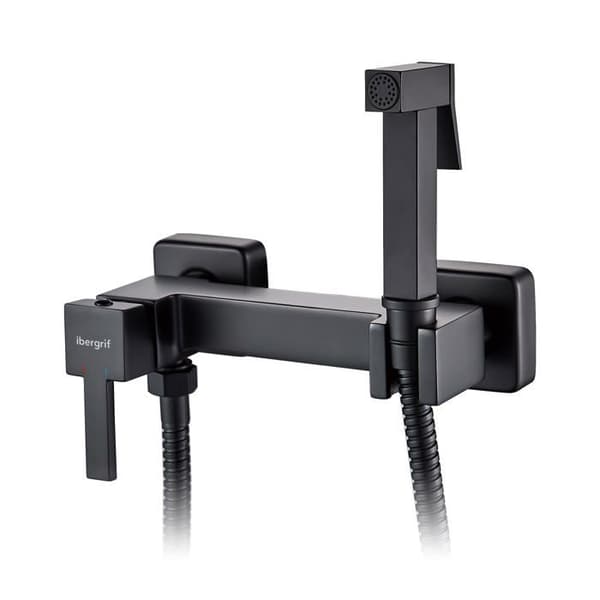 Ibergrif - M22021B - WC-duschblandarset med flexibel, stöd, handdusch, varmt och kallt vatten