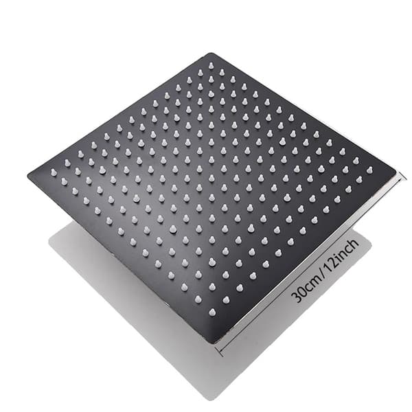 Brusehoved, ultratyndt design, rustfrit stål konstruktion, 12 Matte Black
