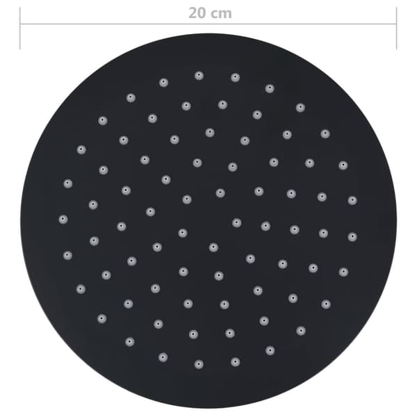 vidaXL regnbrusehoved 20 cm rund rustfrit stål sort -  Brusehoveder